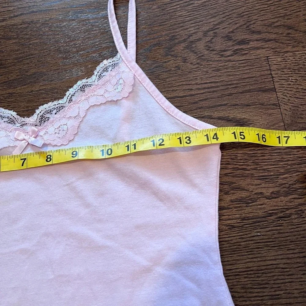 y2k pink lace trim bow detail tank small - Picture 3 of 5